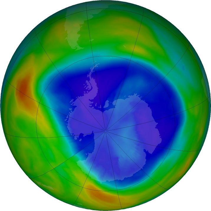 Antarctic ozone map for 06 September 2023